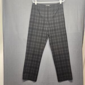 Talbots Black Windowpane Plaid Stretch Pants Womens Size 12 Straight Leg Career